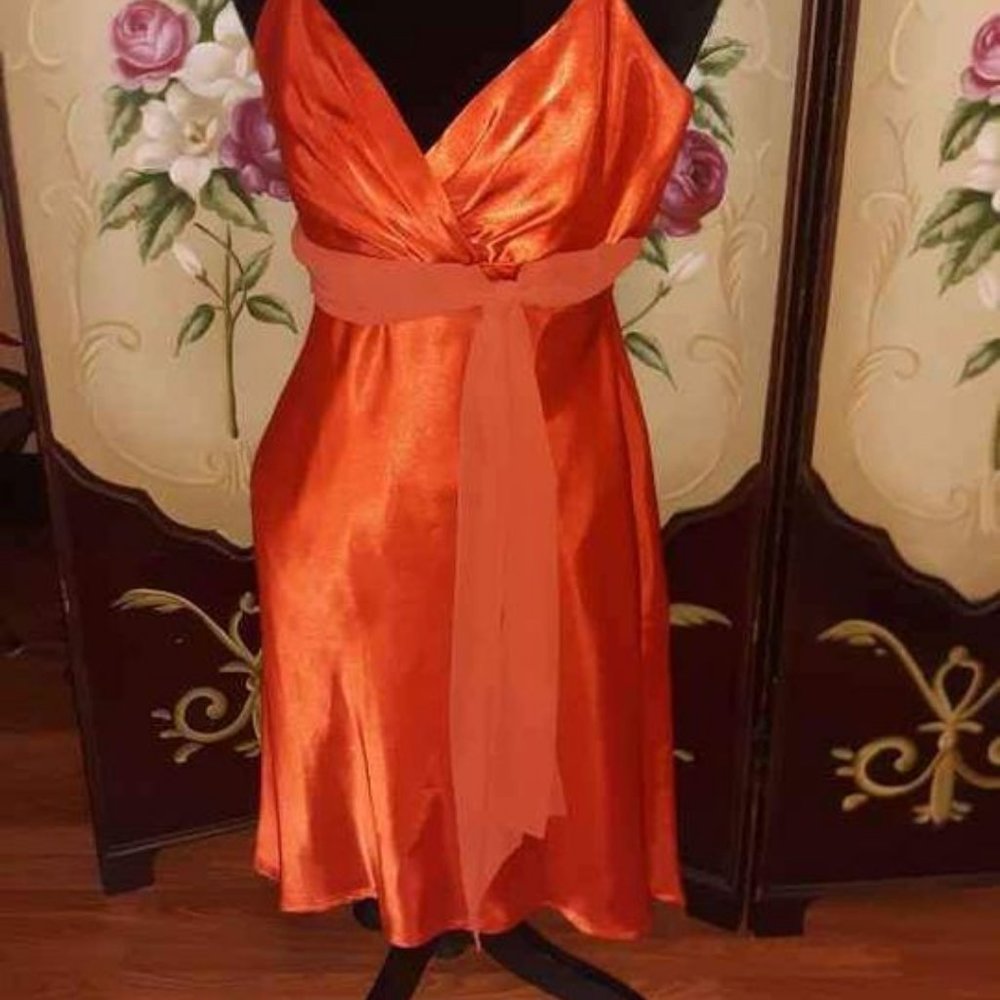 David's bridal Formal, Party , Orange Dress Size 4 Side Zipper